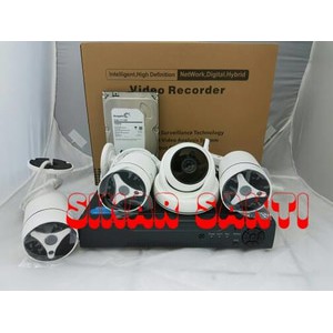 Paket Cctv 4CH 4 Camera Full HD 3MP + 1TB ( Komplit Tinggal pasang )