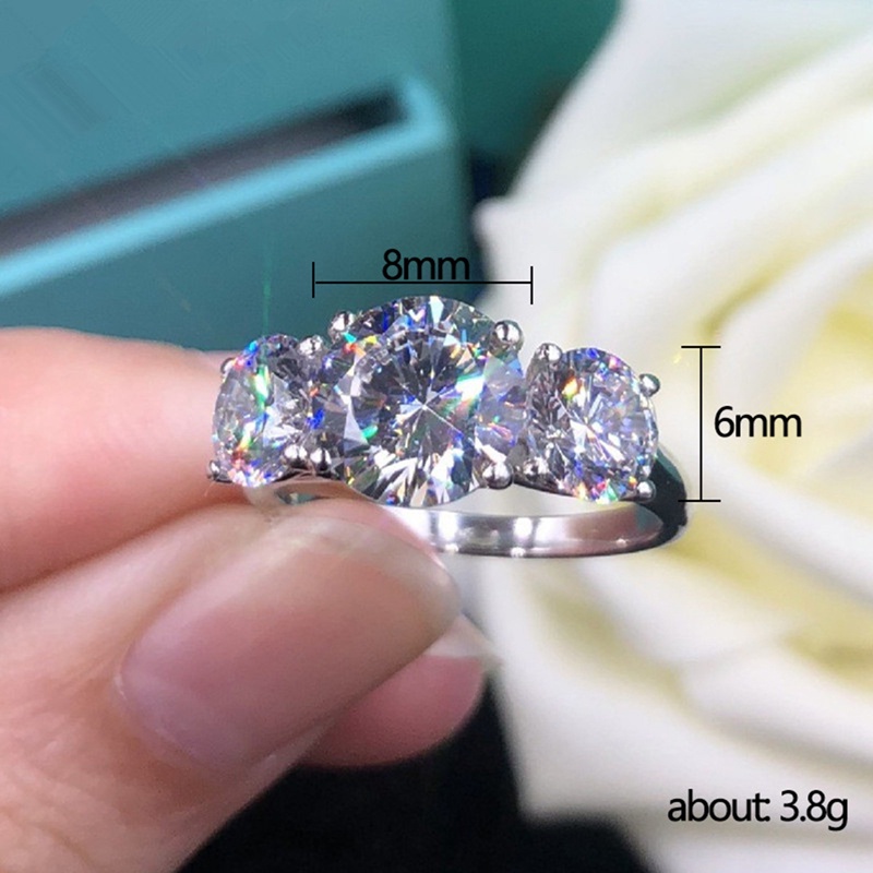 Cincin Pernikahan Desain Tiga Lingkaran Bling Untuk Wanita