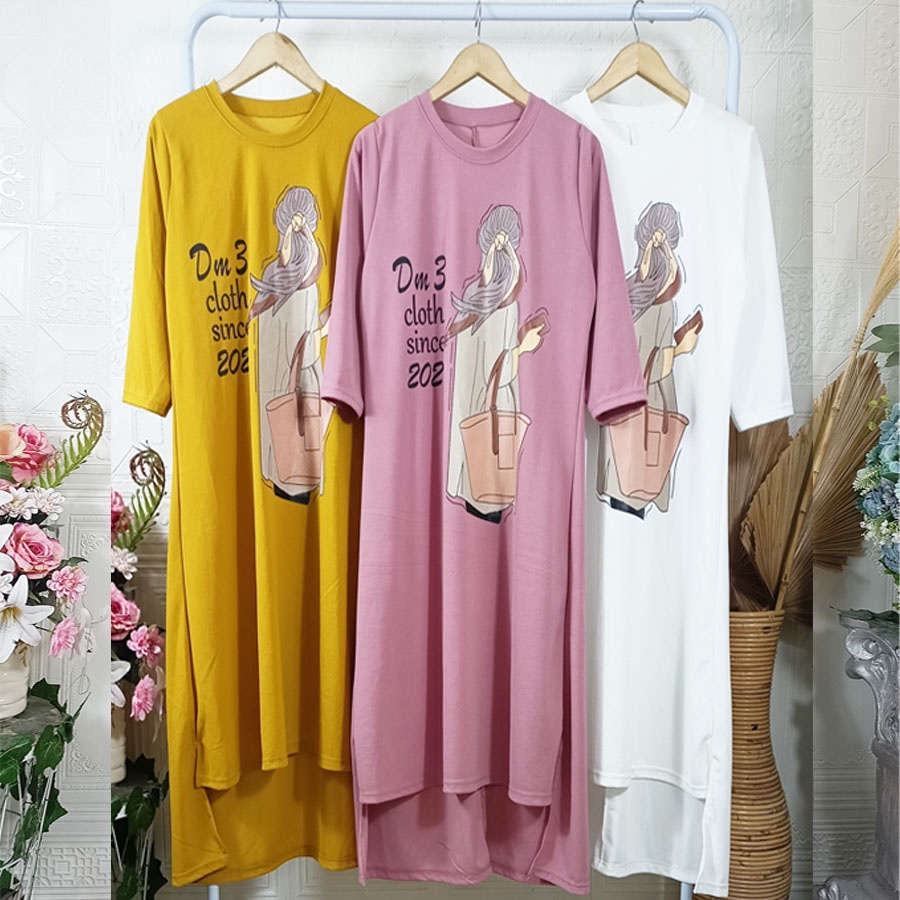 LONG TUNIK DMTIGACLOTH DRESS OVERSIZE WANITA CANTIK GL FASHION