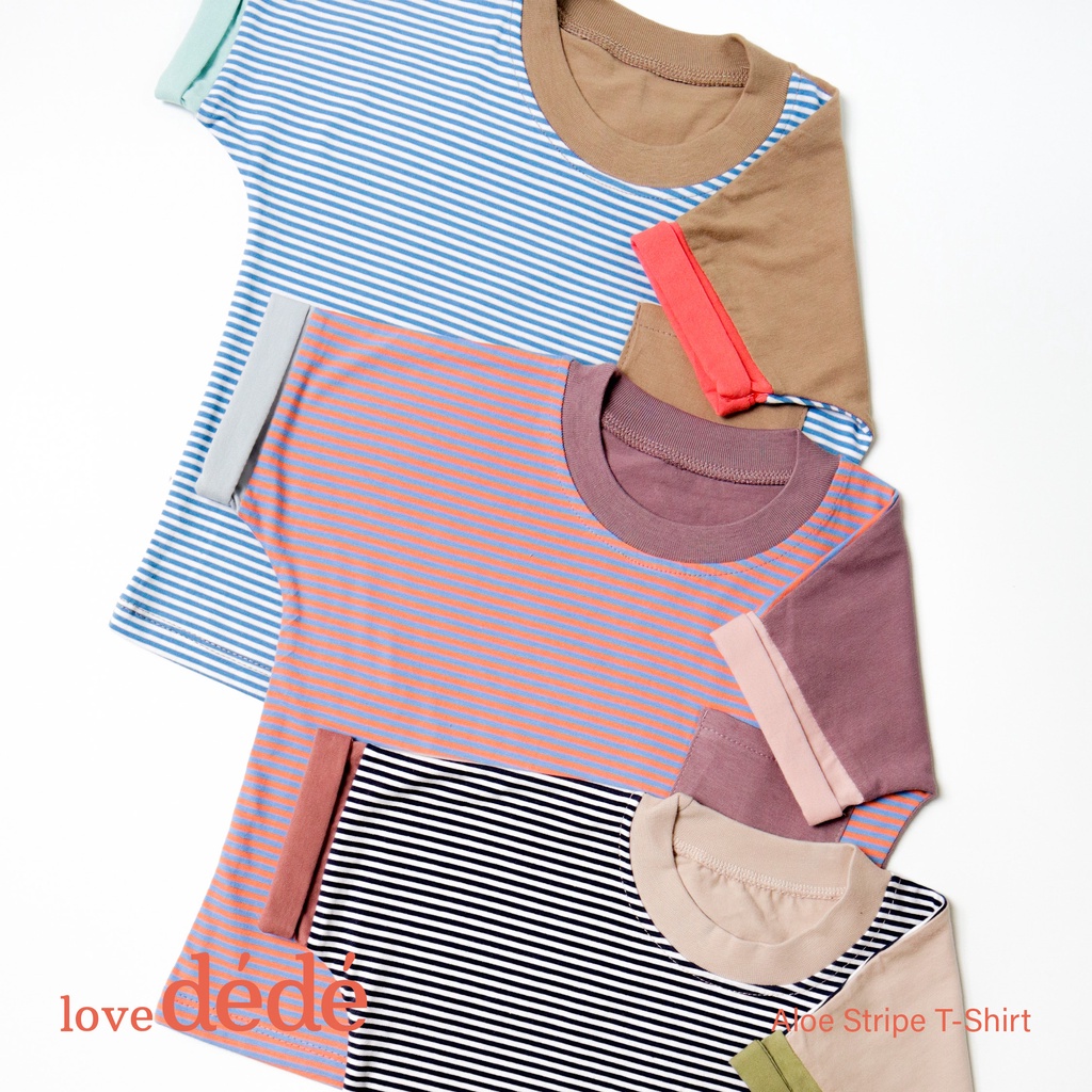 Lovedede Everyday Pocket T-Shirt  - Kaos Oblong Print Santai Bayi Anak Stripes Garis 6 bulan - 3 tahun