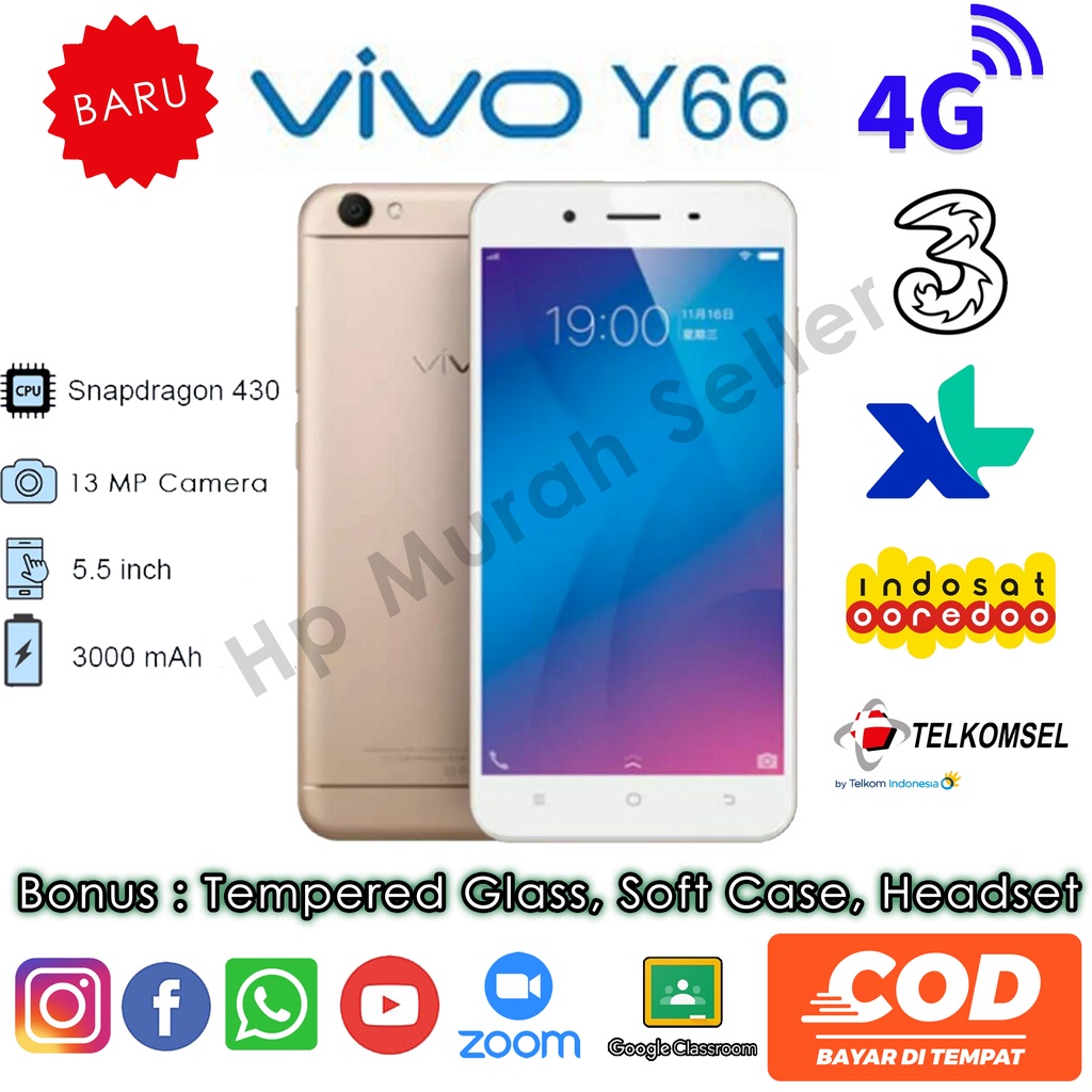 Jual Vivo Y66 RAM (4+64GB) Jaringan 4G Android warna gold | Shopee