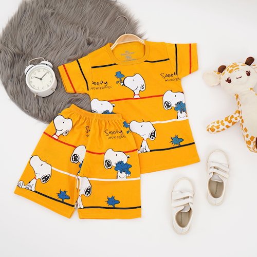 Setelan Kaos Pendek Anak Motif Snoopy PB7