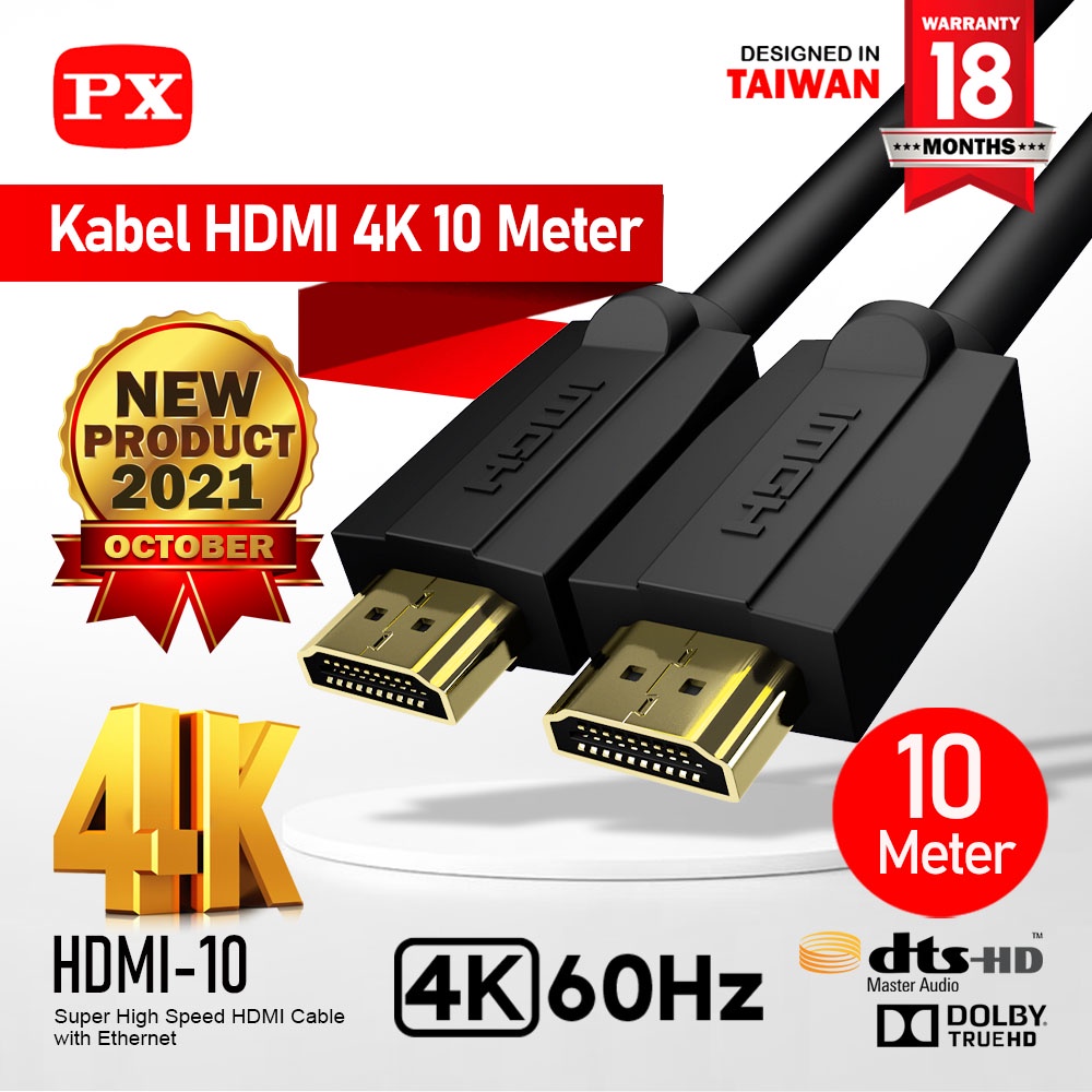 Kabel HDMI 4K Ultra HD HDR ARC High Speed Quality 10 Meter PX HDMI-10