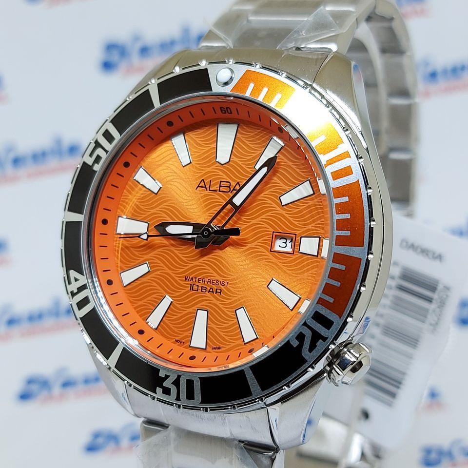 Alba Quartz AG8K27X1 Samurai Orange Dial - Jam Tangan Pria AG8K27