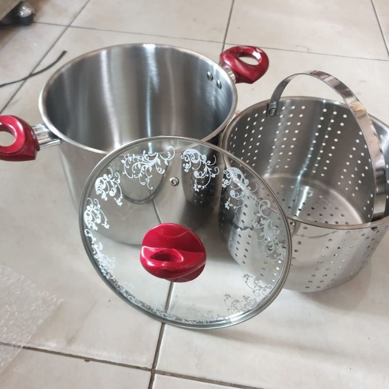 Supra Stainless 8Qt Stockpot + Basket. Panci Stockpot + Keranjang Supra