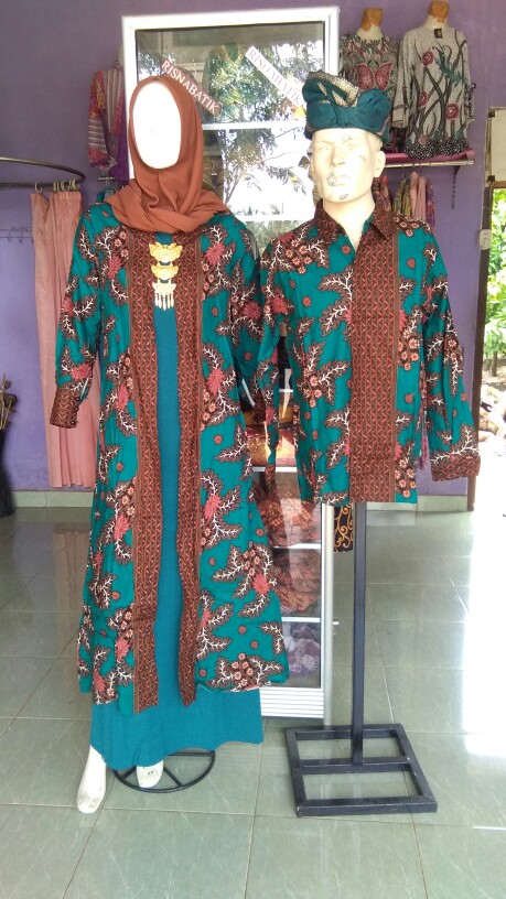 Batik Couple Keluarga Sania Ruffle Ori Ndoro Jowi Dnt Motif Seno Biru