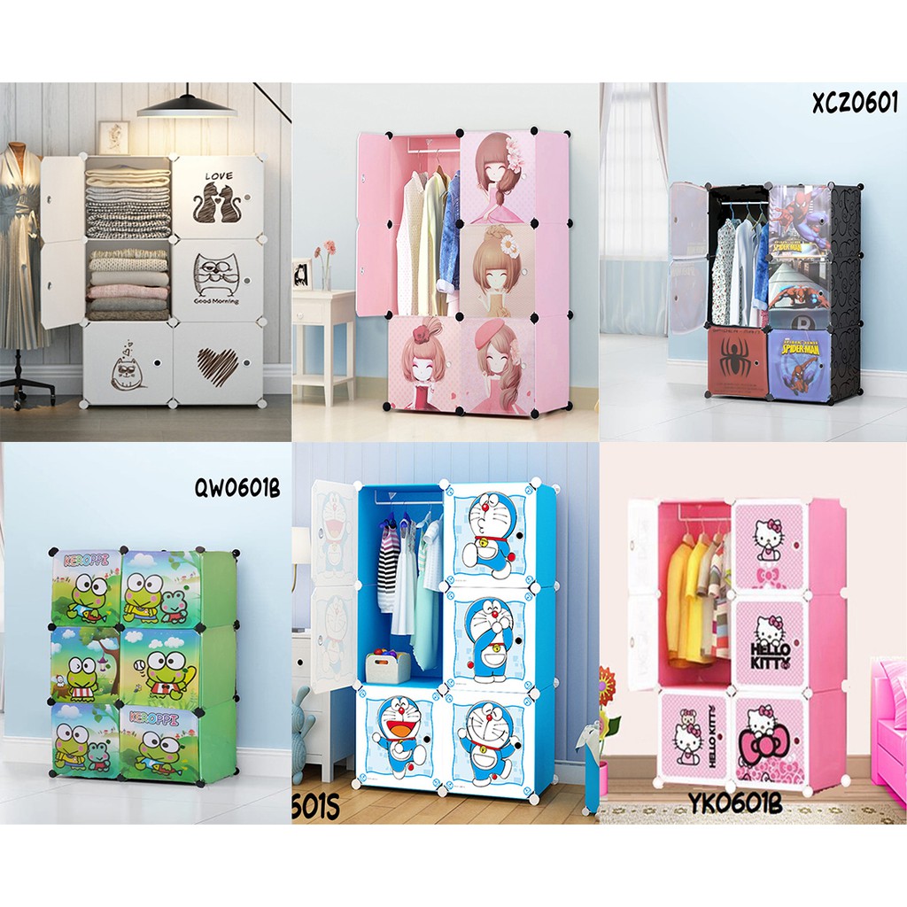 Cod Bayar Di Tempat Lemari Pakaian Portable Karakter 6 Pintu Motif Anak Lucu Bestseller Shopee Indonesia