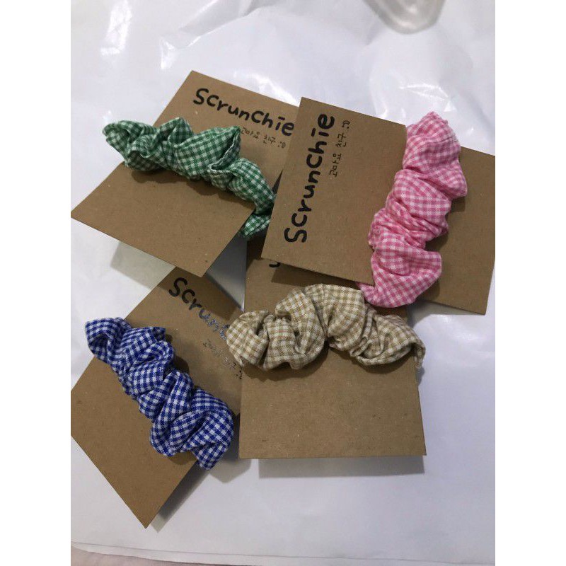 (BELI 3 GERATIS 1) Ikat Rambut Scrunchie Mini Kotak Gaya Korea Scrunchie Cepol Rambut