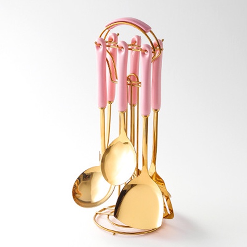 Emas Spatula Masak Gold Set 7 in 1 Marbled Peralatan Masak Gold Jade Set / Spatula Gold Marble  / Emas Elegant