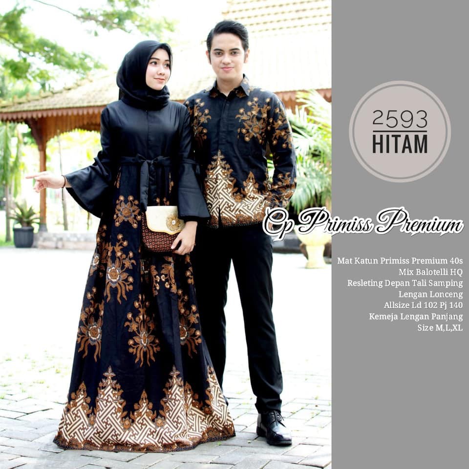 Model Baju Gamis Batik Couple 2593 Terbaru