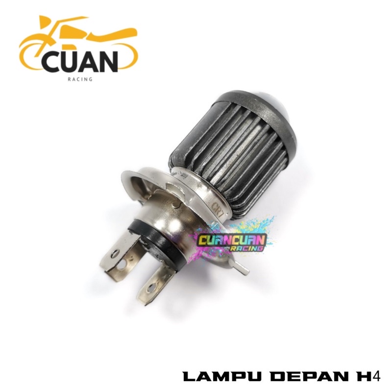 Lampu LED Motor Depan Projie Socket H4 Vixion M3A PRO Hi/Lo 2Warna Arus AC DC PNP Watt 18+18