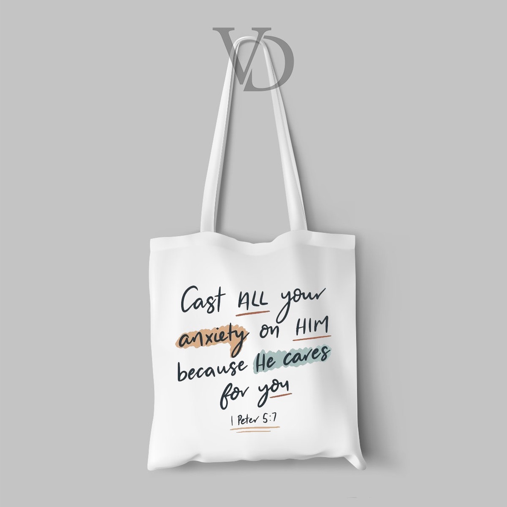 TOTE BAG BAHAN KANVAS QUOTES BIBLE / CHRISTIANS QUOTES/ AESTHETIC TOTEBAG / TAS BELANJA KEKINIAN