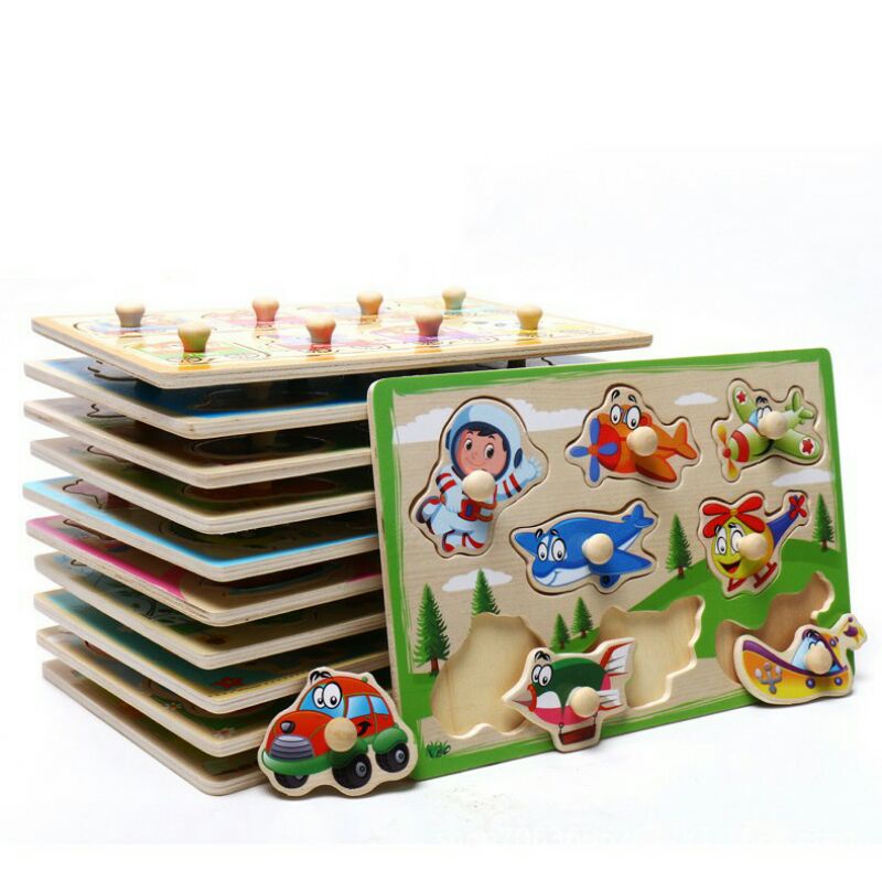 [LASA-COD] Puzzle Kayu Knob Mainan Edukasi