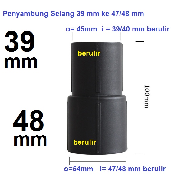 Sambungan Selang Vacuum Cleaner Hose Connector 39mm 48mm 58mm