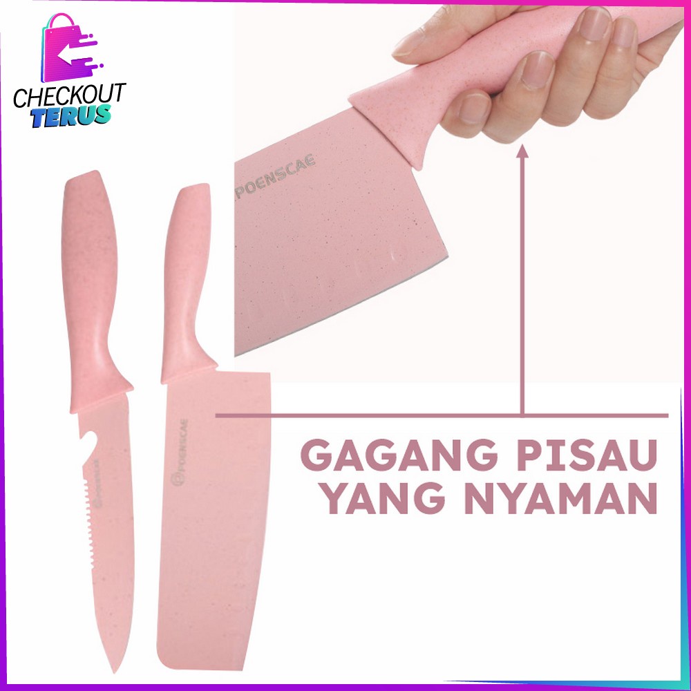 CT C514 Pisau Set 7IN1 Peralatan Dapur Kitchen Knife Set Dengan Telenan Pisau Gunting Dapur Serbaguna