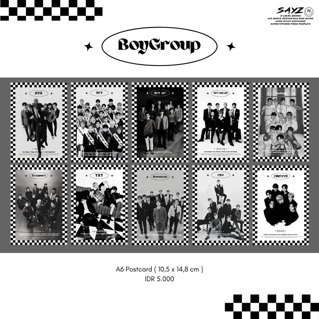 Postcard / Poster Enhypen / NCT / Seventeen / EXO / BTS / TheBoyz /  TXT / Treasure Art Print Wall D