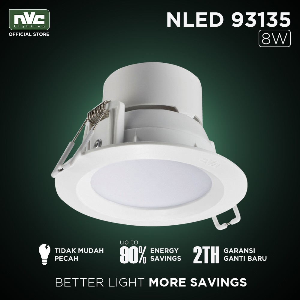 Lampu NLED NVC 93135/ Kuning 8W 220-240V/ Lampu Downlight Hemat Listrik