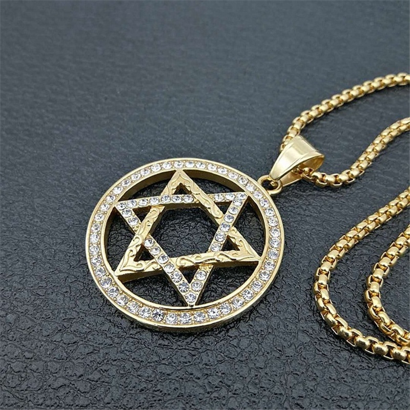 Hip Hop Hexagonal Star Pendant Kalung Pria / Aksesoris Perhiasan Fashion