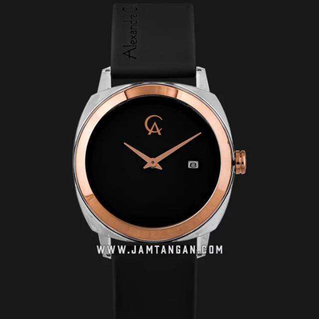 Alexandre Christie AC 2763 LD LTRBA Ladies Black Dial Black Rubber Strap