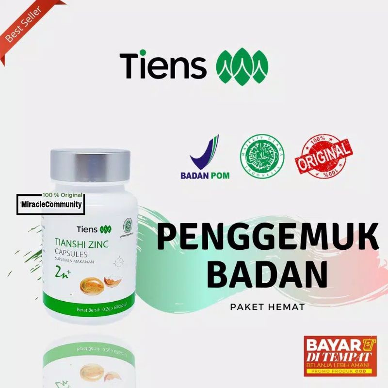 Zinc Tiens | Tiens Zinc | Tianshi zinc | Suplemen makanan | Penggemuk badan | Peninggi badan |