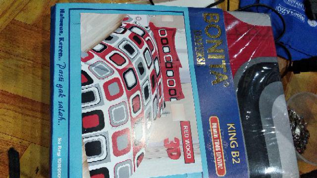 Sprei Bonita King 180 Cm X 200 Cm Corak Red Wood