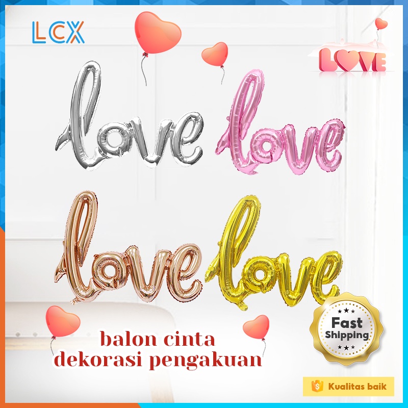 LCX Balon Pesta / Balon Letter Love Latin Mini Tulisan Love Leter / Balon Foil Love Sambung Mini Leter