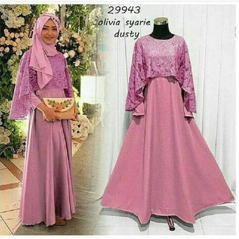 Baju pesta / Hijab murah : Olivia Maxy Pink - Dusty Pink