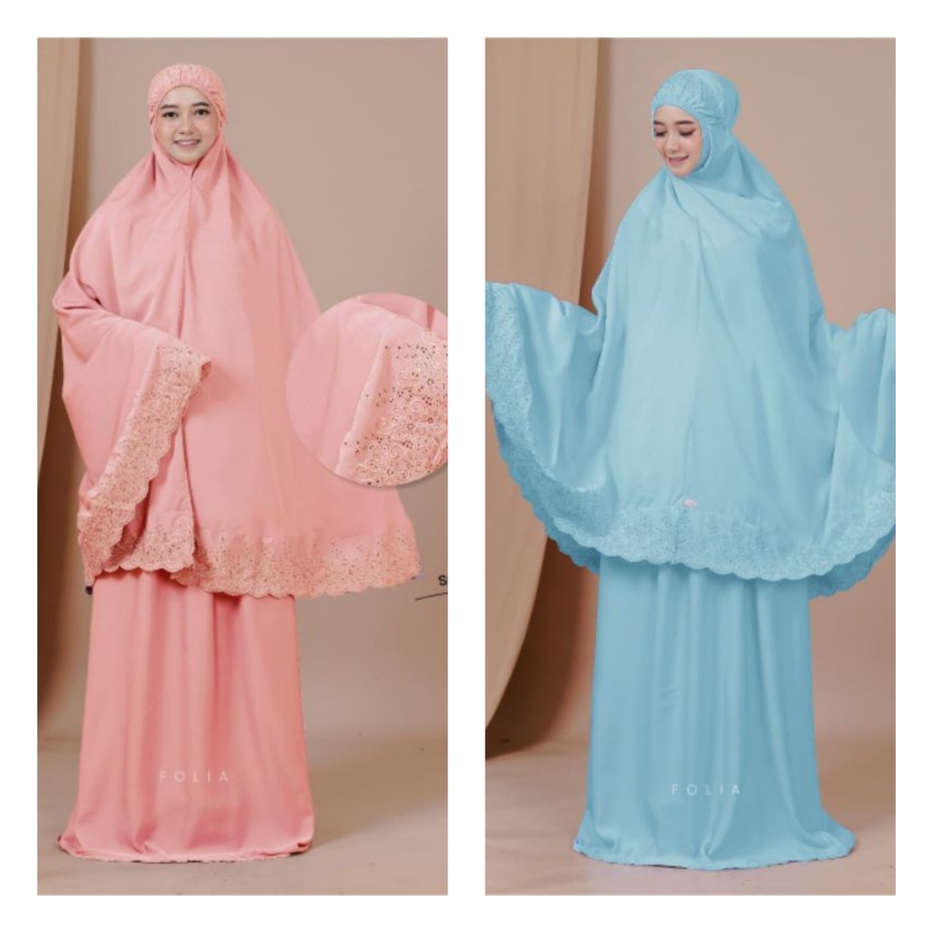 MUKENA DEWASA JUMBO RENDA POLOS FM 29 ORIGINAL BY FOLIA PRAYER SET ALAT PERLENGKAPAN SHOLAT SAJADAH 