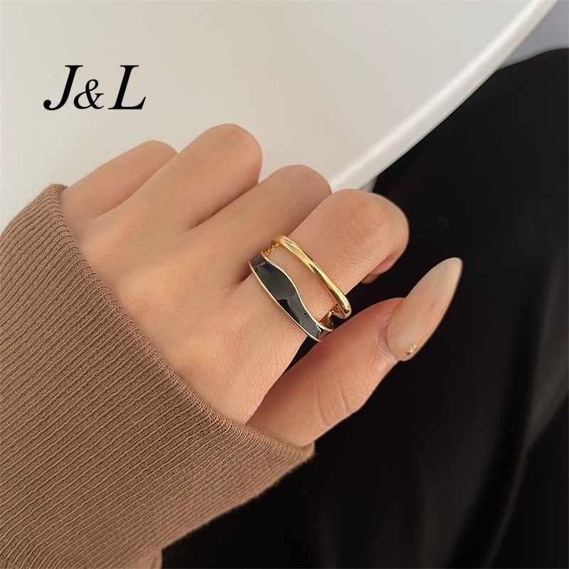 Cincin Model Hollow Bahan Alloy Gaya Korea Untuk Wanita