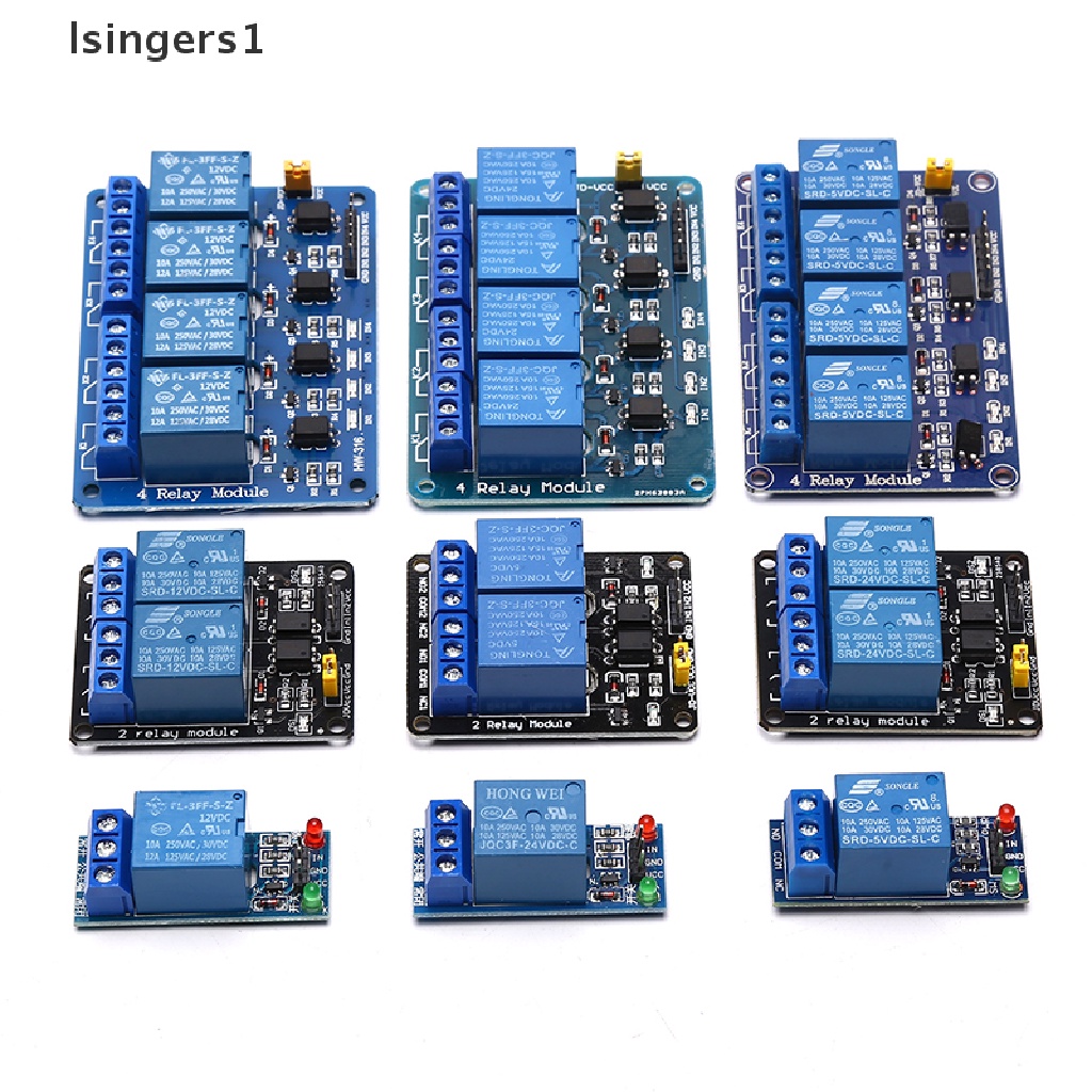 (lsingers1) Modul Relay 5V 12V 24V Dengan Optocoupler Output 1 2 4 Arah