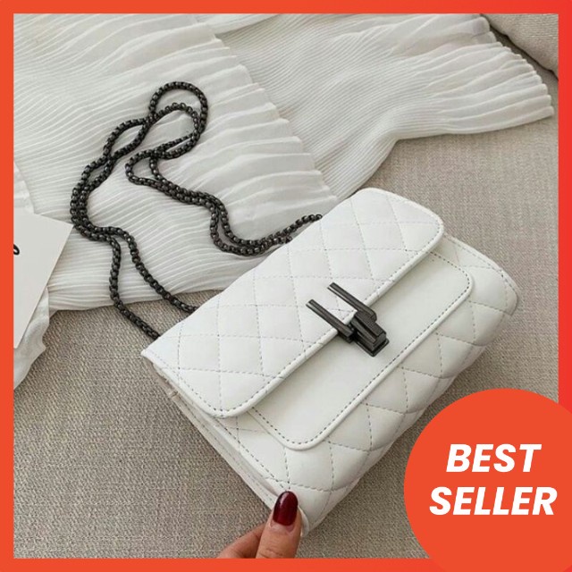 Tas Selempang Slempang Sling Bag Bahu Rantai Wanita Korean style Kunci Putar Kekinian Cocok untuk OOTD Kondangan Pesta-2