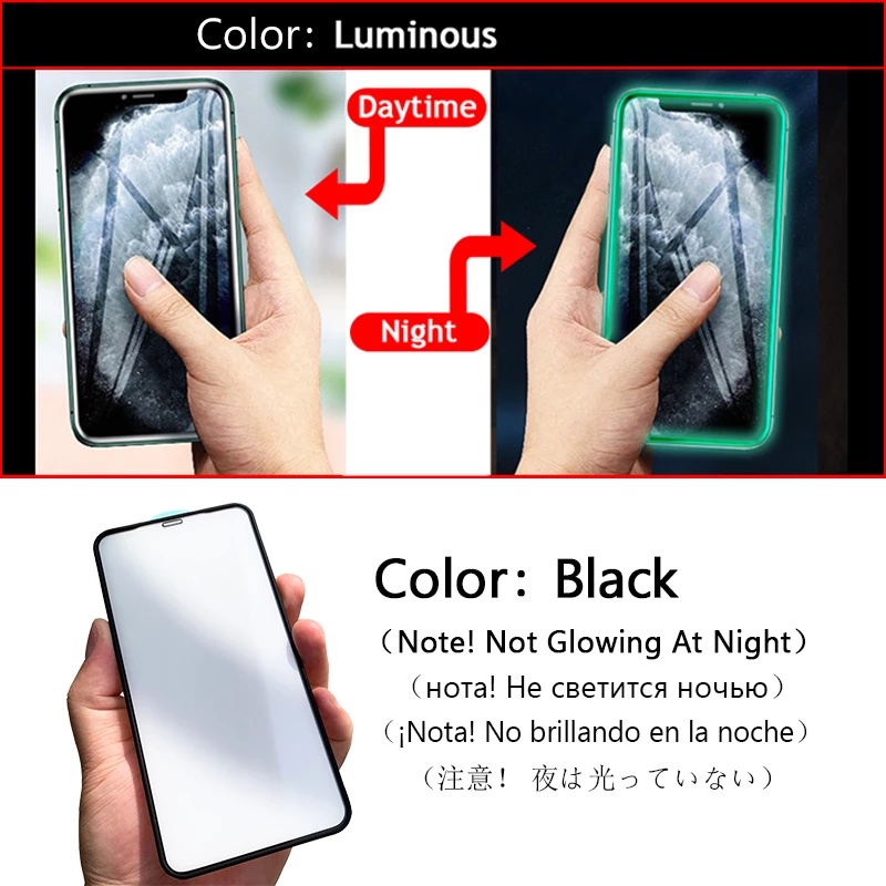 1-3pcs Pelindung Layar Tempered Glass Luminous Untuk iPhone 12 11 Pro MAX 12 Mini XR X XS 13 Pro MAX 7 8 Plus