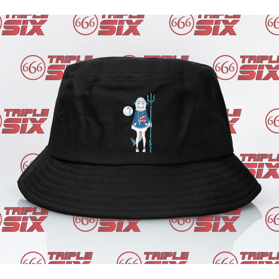 Topi Bucket hat premium Hololive Gawr Gura shark