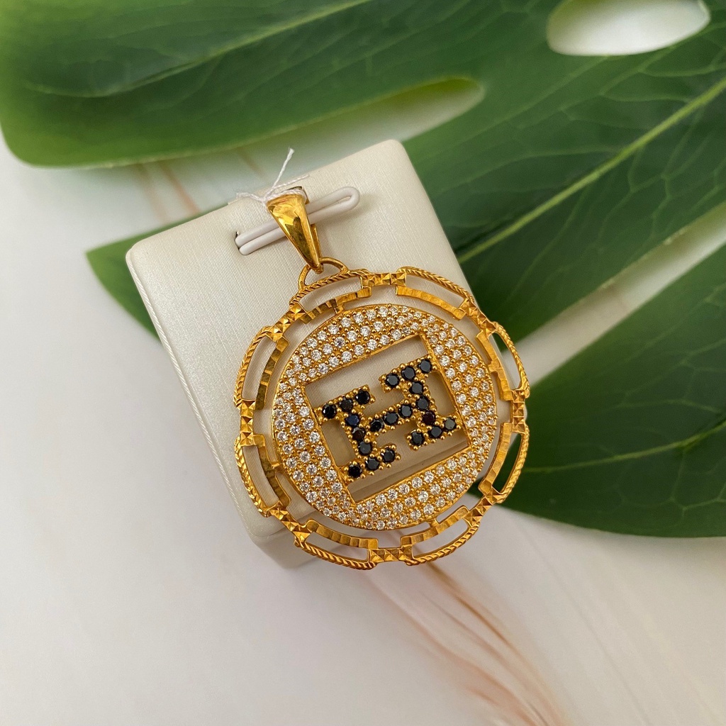 Liontin Pendant Emas Fashion Zircon &quot;H&quot; 70% 8.76 Gram (Tanpa Kalung)