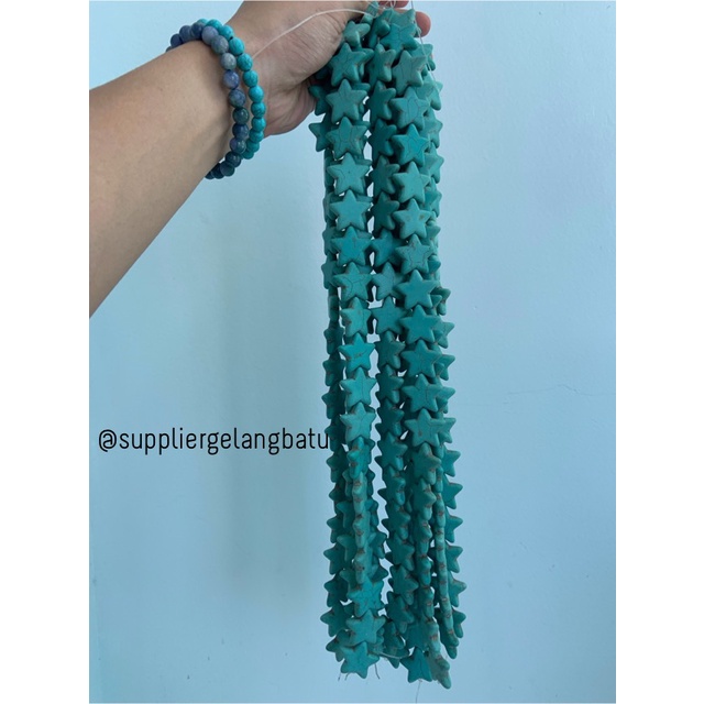 bongkah rough Batu PIRUS BIRU BINTANG 26mm bahan bandul gelang kalung