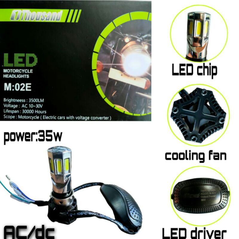 Lampu depan motor LED 1thousand Nyala Putih Super Terang