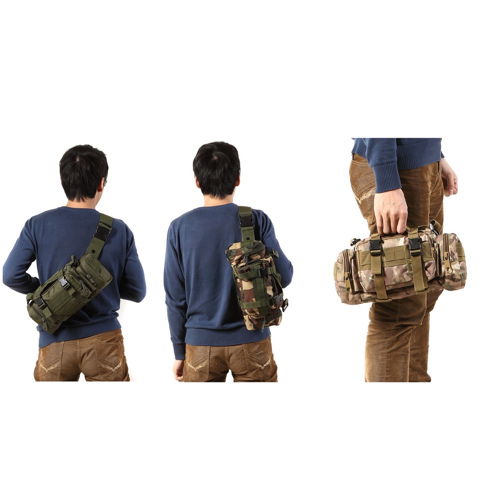 （Ready Jakarta）600D Waterproof Nylon Tactical Bag Outdoor Hunting Sports Waist Packs Molle Military Combat Sports Shoulder Bag Backpack Ransel tahan air