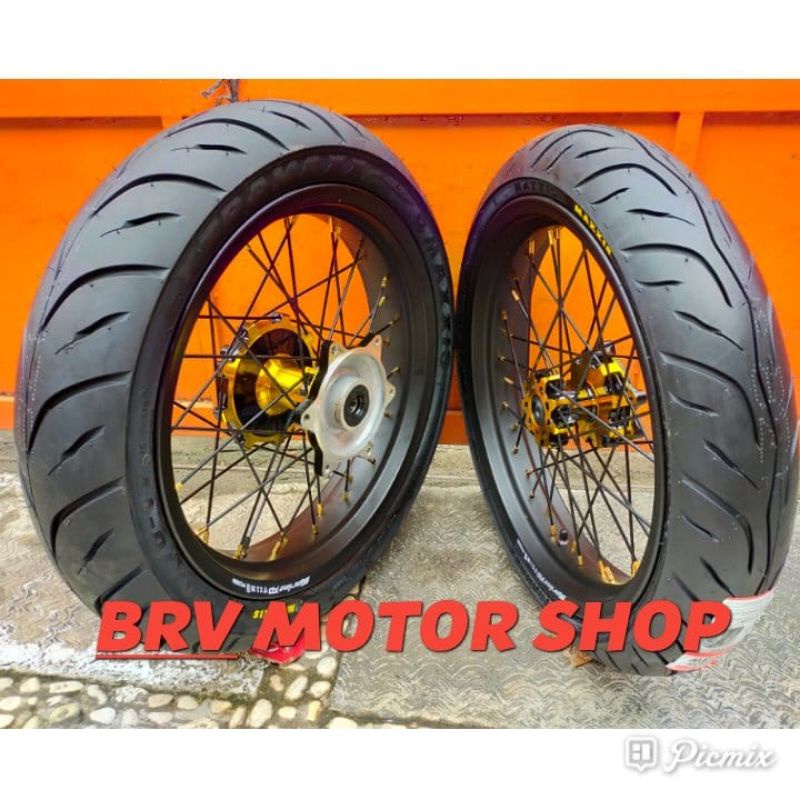 Ban Set SuperMoto Crf 150L Ukuran 300-350+17 Lengkap Ban Tubles Full Set Jumbo