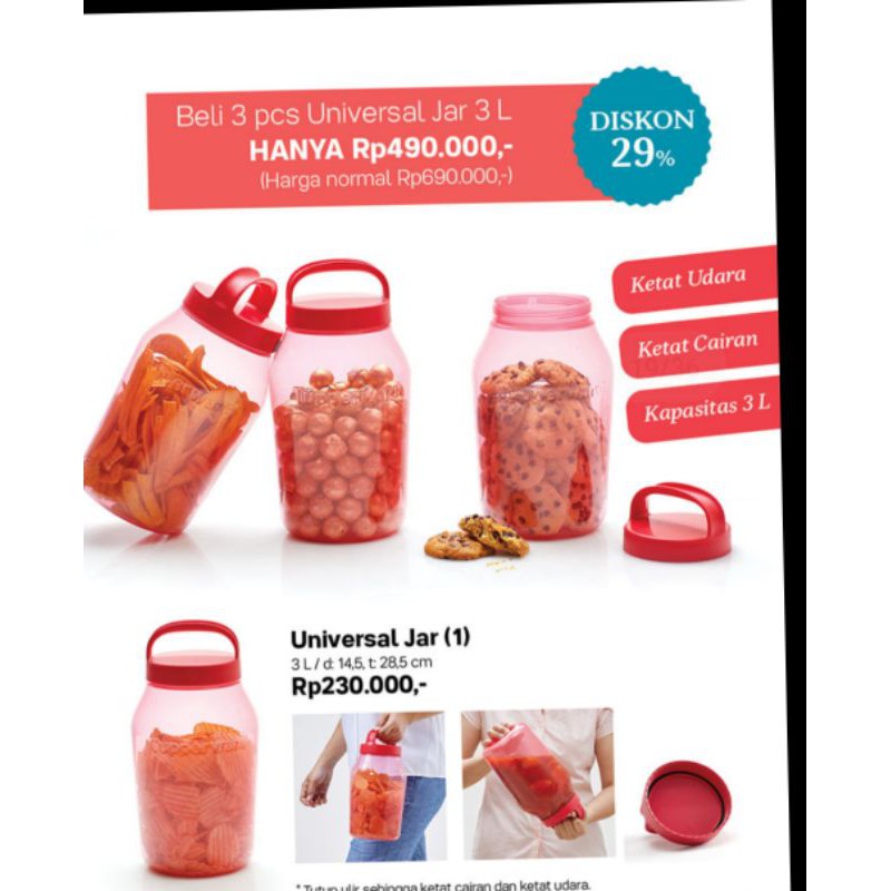 universal jar merah 3L 3pc