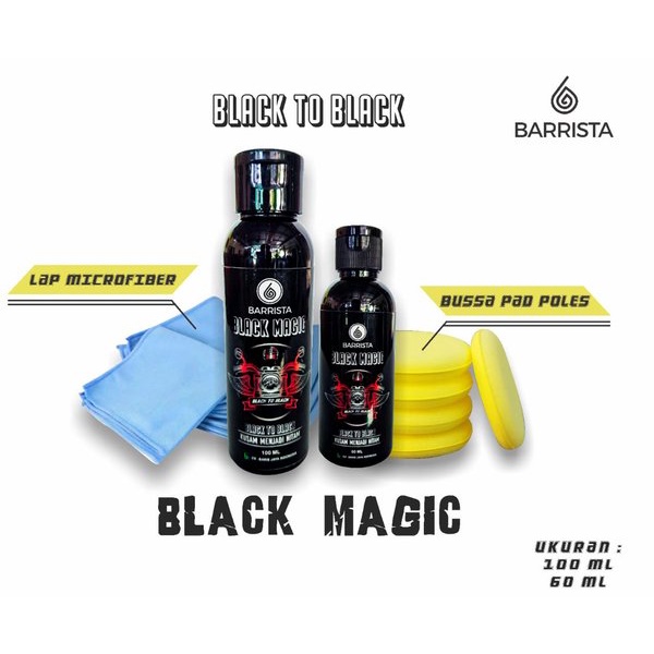 Jual BLACK MAGIC BARRISTA PENGHITAM PLASTIK KILAT ANTI KUSAM BODY MOTOR MOBIL Berkualitas