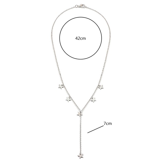 LRC Kalung Fashion White K Pentagram Necklace D46862