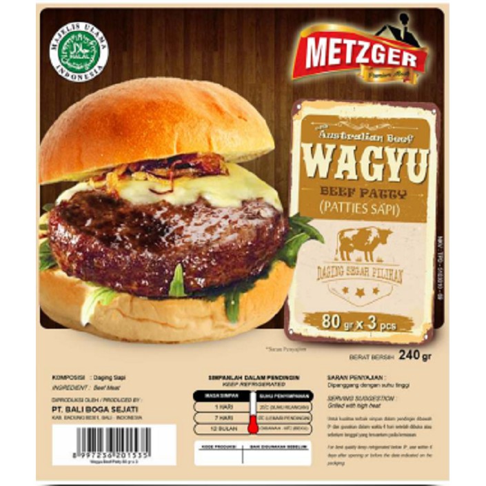 

DAGING SAPI WAGYU BURGER METZGER WAGYU BEEF PATTY 2pcs total 400gr