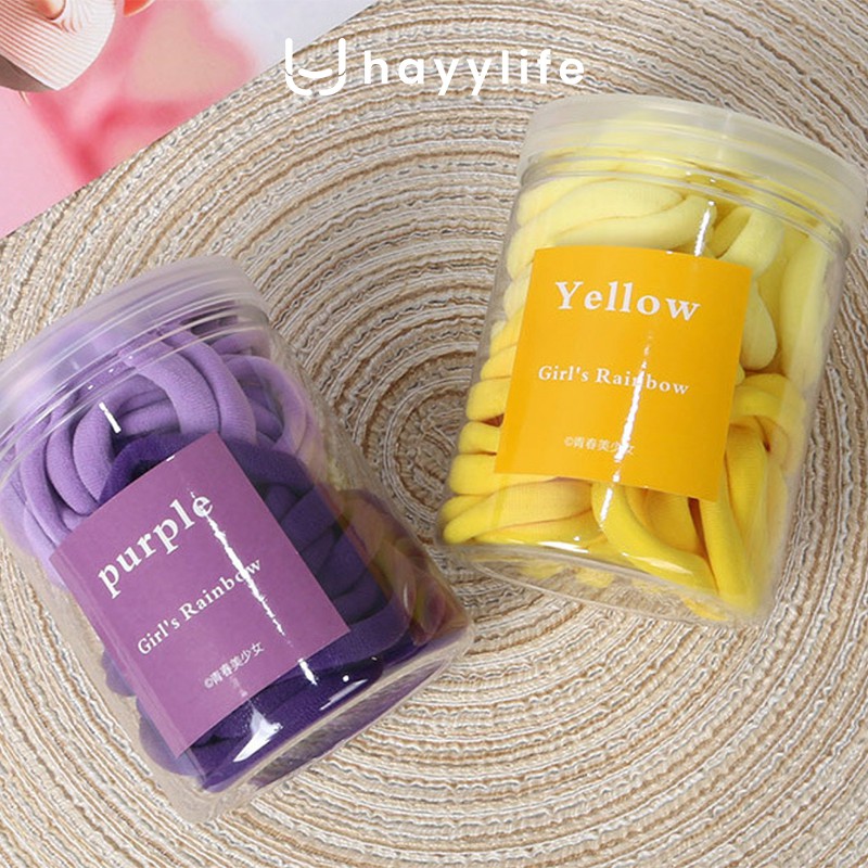 HAYYLIFE Ikat rambut nylon 50pcs / karet rambut kemasan toples  HL-BBA514-5