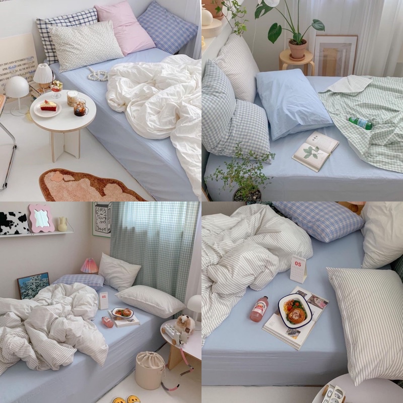 Plain Bedsheet Baby Blue biru muda | Sprei polos | aesthetic bedding | Sprei anti geser