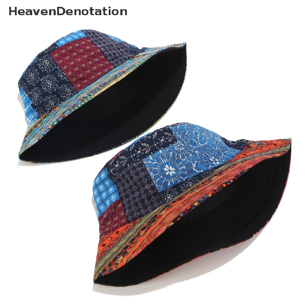 [HeavenDenotation] Vintage Fashion Women Men Bucket Hats Outdoor Print  Cap Travel Sunscreen Hat