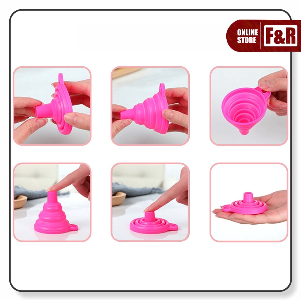 Corong Air Corong Minyak Corong Lipat Bulat Karet Silikon Flexsible Portable Foldable Silicone