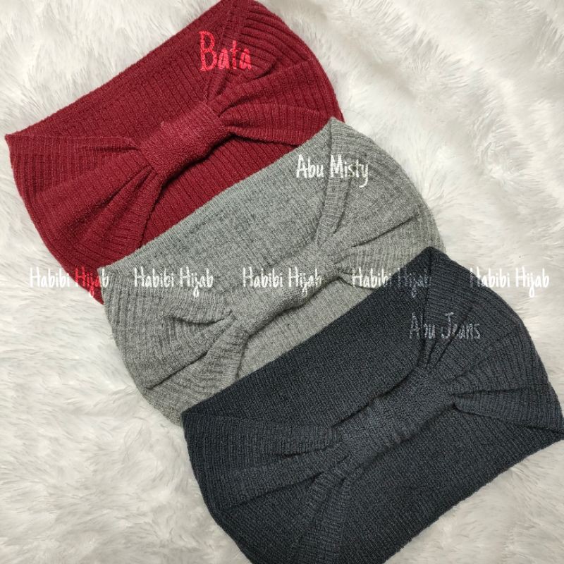 Ciput Bandana Rajut Premium Pita Salur polos