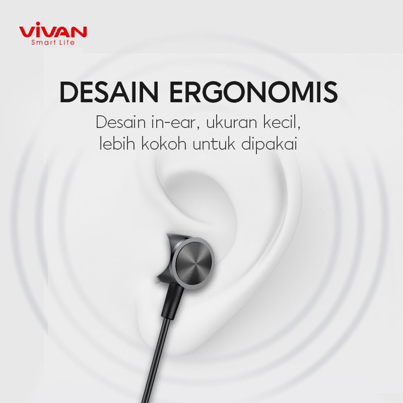 Headset VIVAN Q11S Earphone In Ear Metal Wired Bass Stereo Ergonomic Design - Garansi Resmi 1 Tahun