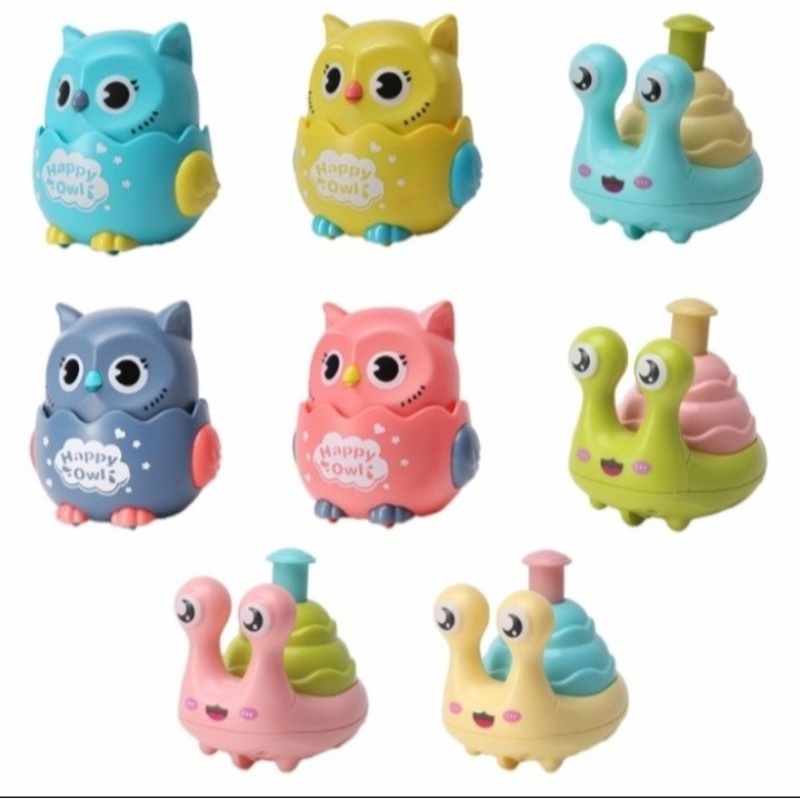 mainan happy owl toy &amp; snail tekan jalan