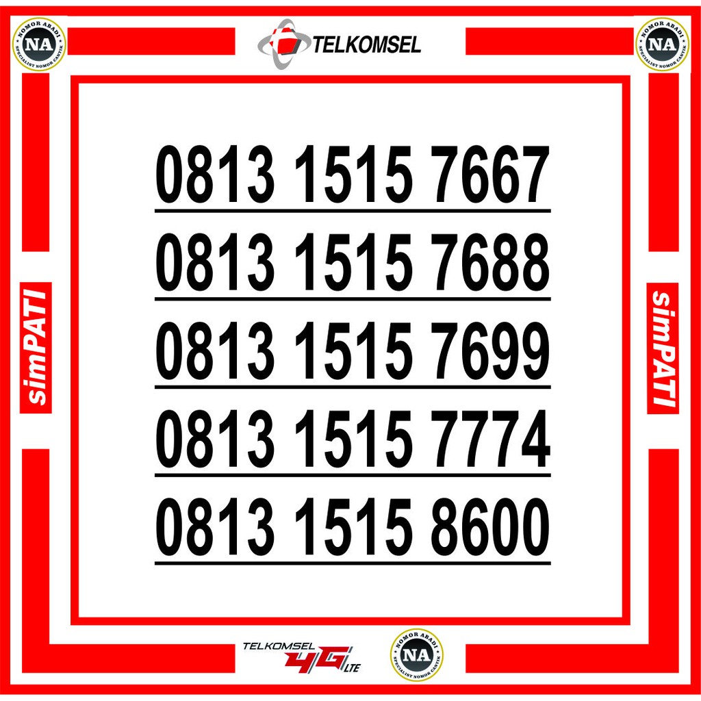 NOMOR CANTIK SIMPATI 4G 0813 1515 XXXX H200